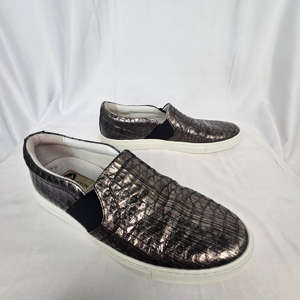 Lanvin Snake Print Slip-On Sneakers Women’s Size 7 Metallic Brown Made in Italy